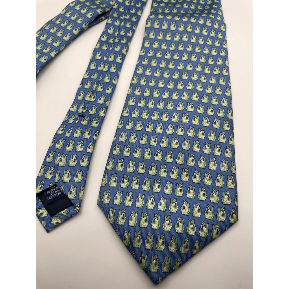 Vineyard Vines Custom Collection Blue Silk Fish Tie Shreve Crump & Low USA Made